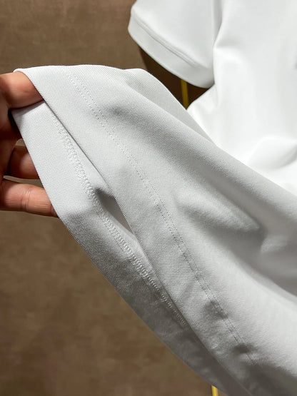 Summer kiton Chiton embroidered men's lapel short-sleeved solid color simple fashion versatile casual POLO shirt