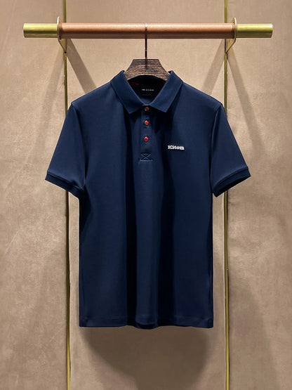 Summer kiton Chiton embroidered men's lapel short-sleeved solid color simple fashion versatile casual POLO shirt