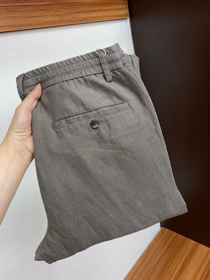 Italian LP old money style business minimalist elastic waist small straight tube linen casual pants