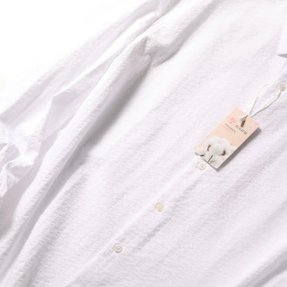 2025 spring and summer new men's high-end white light luxury temperament seersucker cotton long-sleeved shirt 1035