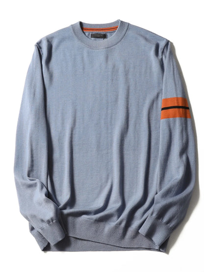 ZZ series classic Italian light luxury, spring and autumn wool blended men's crew neck knitted sweater anti-pilling sweater