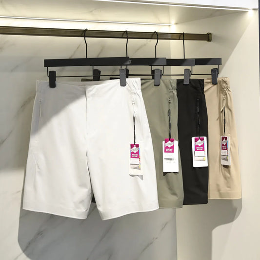 City outdoor 2025 summer new men's urban commuter sports shorts elastic quick-drying woven five-point pants 9075
