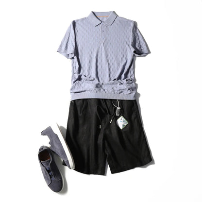 Linen shorts men's summer thin cool middle pants straight loose solid color Japanese retro casual five-point pants