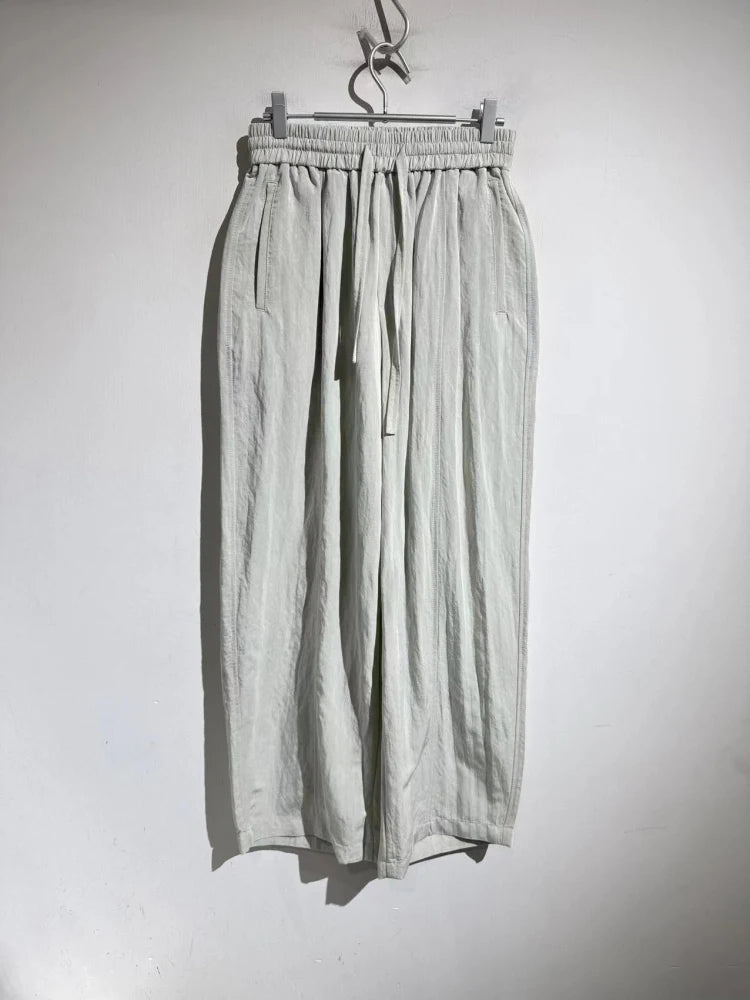 Comfortable and simple, versatile high-grade elastic elastic waist drawstring straight loose casual pants men