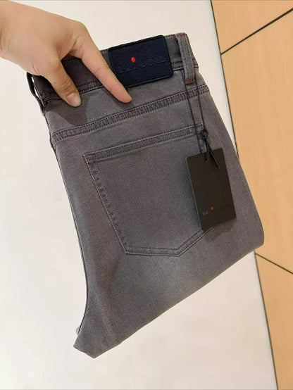 25 spring and summer new Italian kiton chiton solid color fashionable versatile slim-fitting small feet men's casual jeans