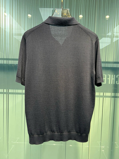 Old Money Style Summer New Mulberry Silk Blended Fabric Sweat Absorbing and Breathable Business Casual Short Sleeve Polo Shirt