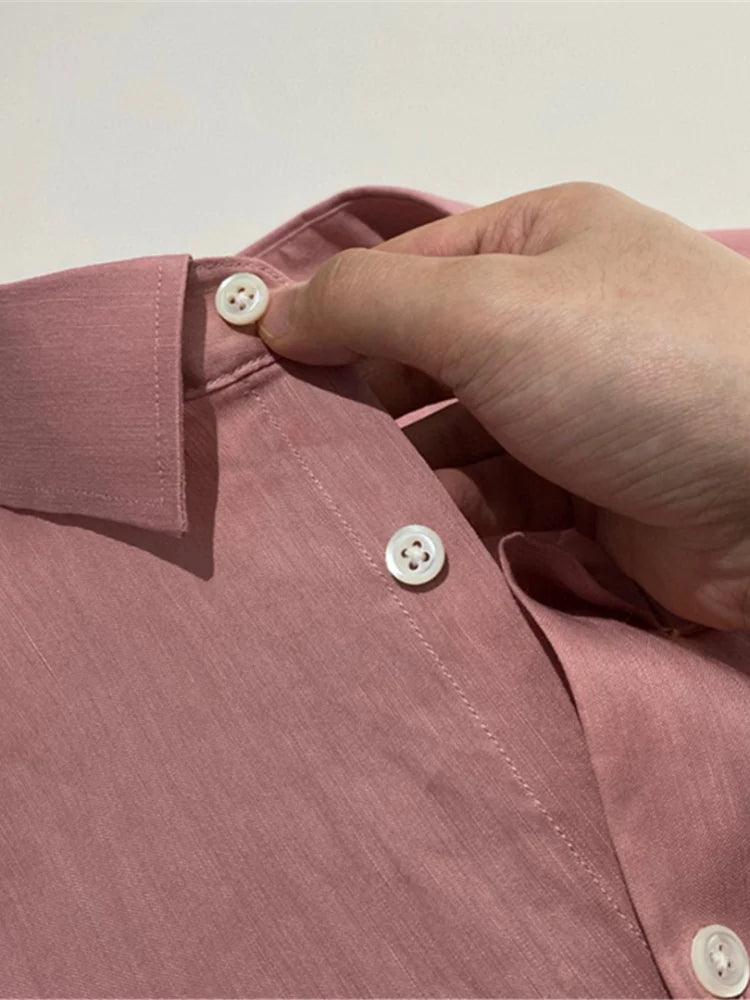 [Pendant elegant temperament] Light luxury Italian versatile, linen Tencel loose business casual long-sleeved shirt