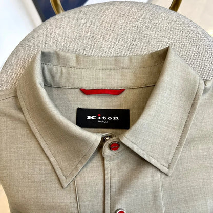 2025 summer new kiton men's lapel short-sleeved shirt simple fashion casual pants shirt set