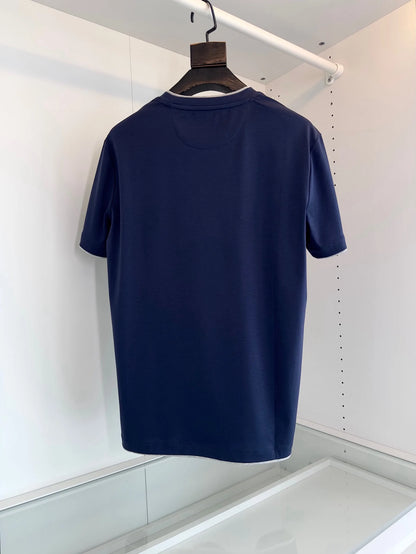 Italy BC men's clothing summer new crew neck bottoming shirt, fake two solid color old money style men's short-sleeved T-shirt