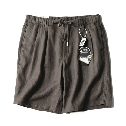 ZZ summer pure linen shorts men's breathable quick-drying easy-care five-point outdoor casual pants