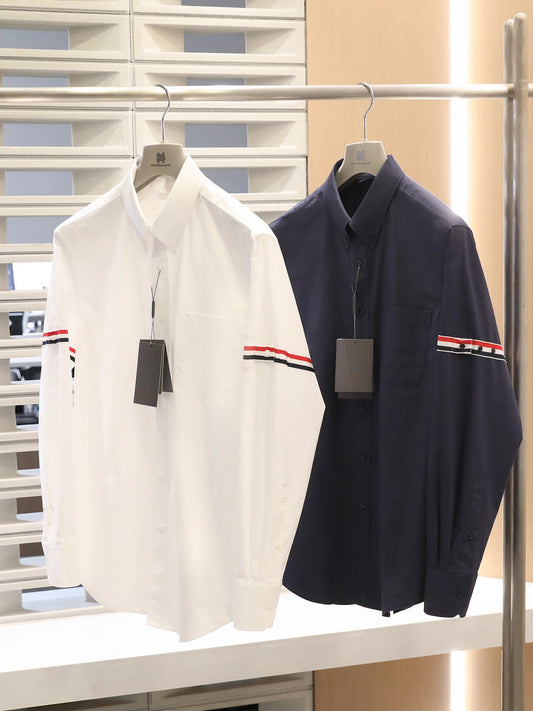 2025 spring new men's light luxury old money style business casual long-sleeved shirt 100% cotton breathable shirt