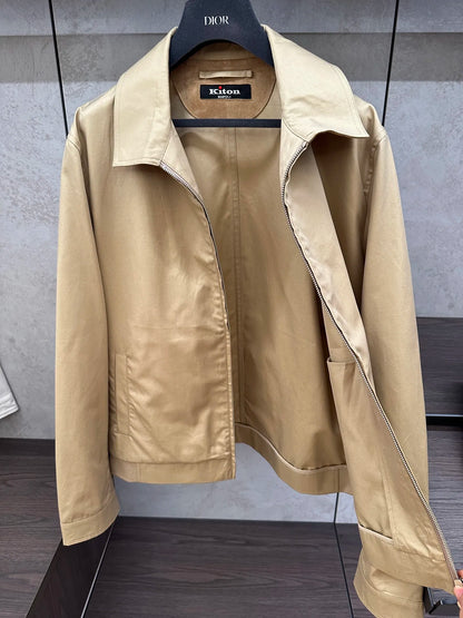 2025 spring new kiton chiton men's long-sleeved flight suit fashion versatile lapel solid color jacket