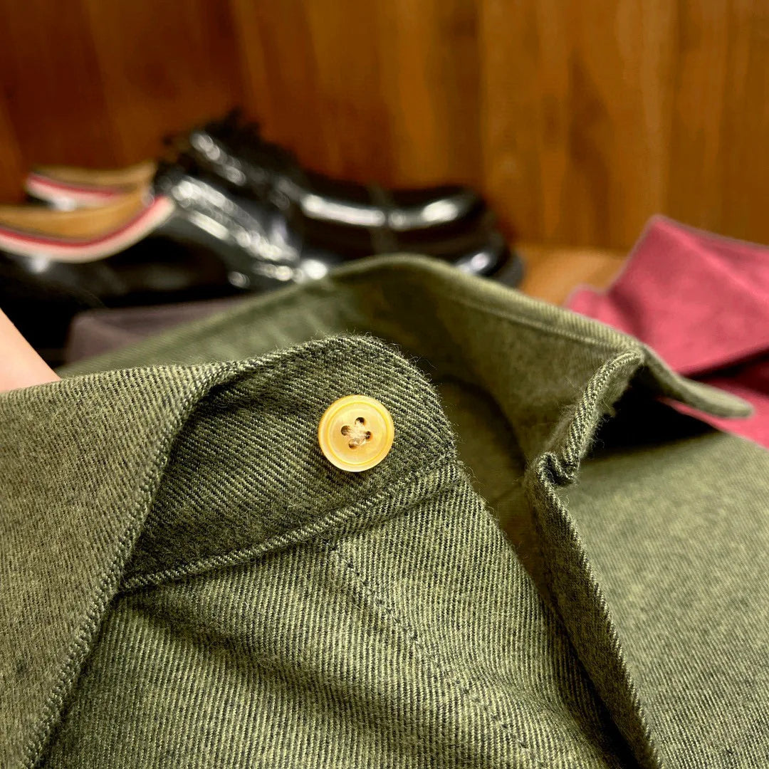 [Warm cashmere cotton] Gentleman's business leisure winter versatile polished slim lapel long-sleeved shirt