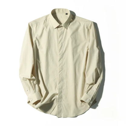 Tencel cotton blend autumn fashion business casual anti-wrinkle men's long-sleeved shirt