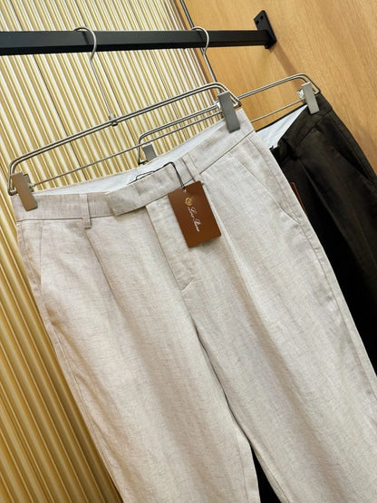 Italian LP light luxury minimalist summer high version straight pants business casual tencel linen pants men