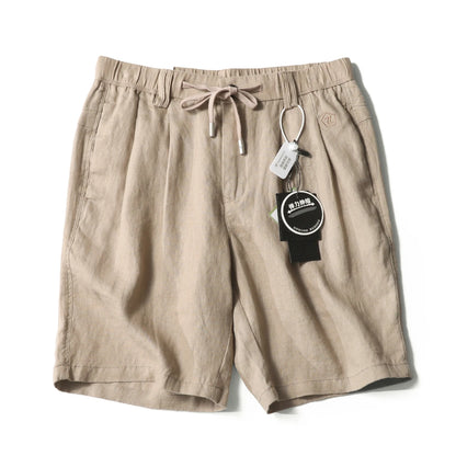 ZZ summer pure linen shorts men's breathable quick-drying easy-care five-point outdoor casual pants