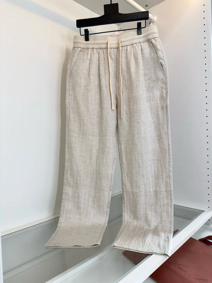 Italian LP men's summer new Tencel linen sweat-absorbing breathable simple fashion straight casual pants