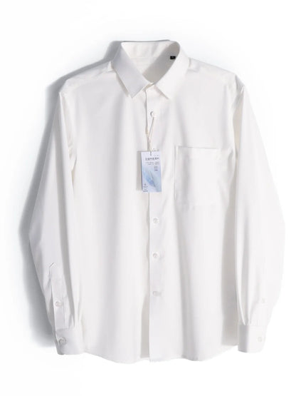 Italian luxury, spring new men's light business drape anti-wrinkle elastic long-sleeved shirt bottoming top