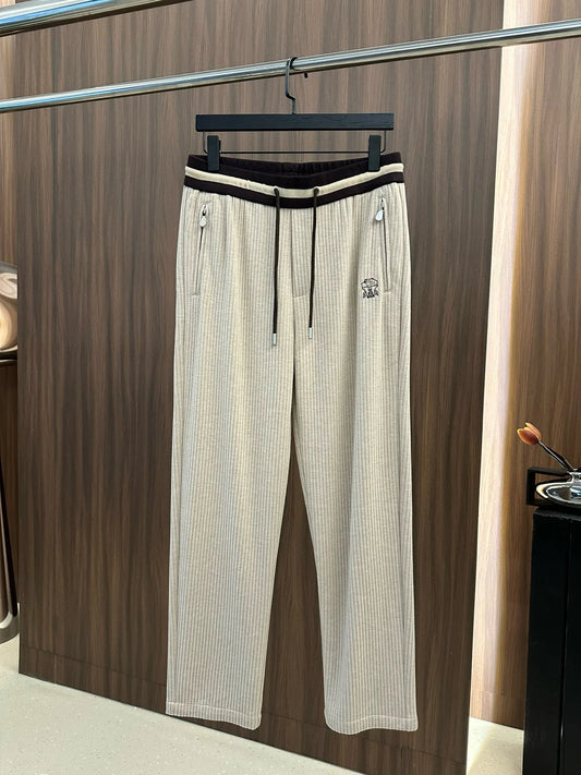 BC old money style men's clothing autumn and winter new wool striped versatile loose straight sweatpants business casual pants