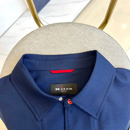 2025 summer new kiton men's lapel short-sleeved shirt simple fashion casual pants shirt set