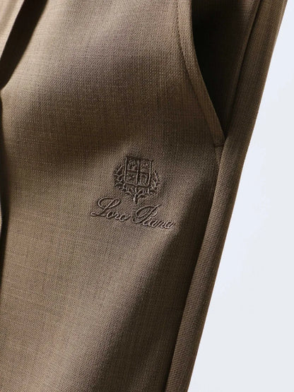 Italian LP European and American light luxury men's clothing, linen Tencel vertical elastic waist tether straight casual pants