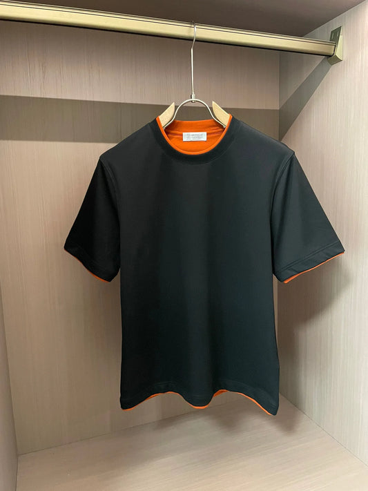 Italy BC old money style men's clothing combed cotton cool breathable fake two simple fashion casual short-sleeved T-shirt