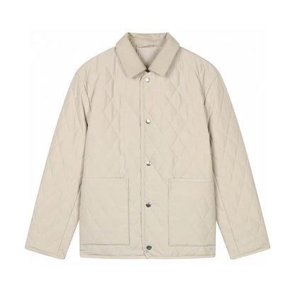 Classic LP Premium Textured Cashmere Woolen Lapel Rhombus Quilted Car Line Warm Camel Velvet Cotton Jacket