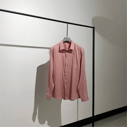 [Pendant elegant temperament] Light luxury Italian versatile, linen Tencel loose business casual long-sleeved shirt