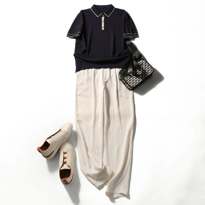 ZZ spring and summer new business casual cool tencel linen blend trousers