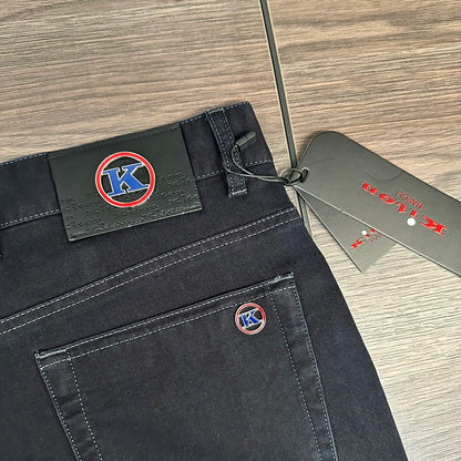 2025 summer new kiton chiton men's slim-fitting small feet solid color simple fashion casual jeans