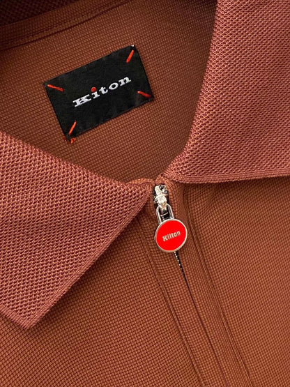 Kiton Men's 2025 Spring and Summer New Kiton Little Red Dot Lapel Business Casual Short Sleeve POLO Shirt