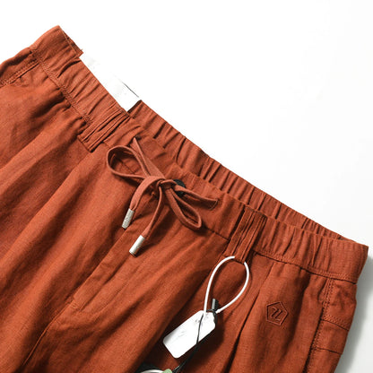 ZZ summer pure linen shorts men's breathable quick-drying easy-care five-point outdoor casual pants