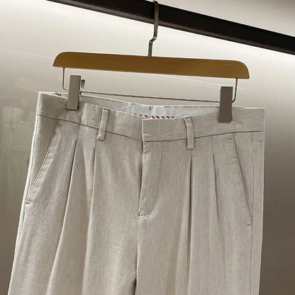 Fashion light luxury Italian LP men's clothing spring and summer new linen viscose fashion old money style business casual pants