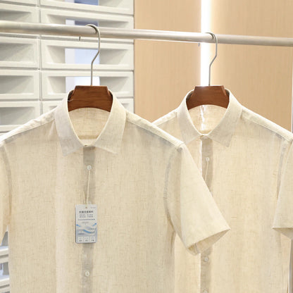 Z Italian luxury summer new light and thin liquid ammonia ice silk linen breathable and easy to take care of short-sleeved shirt