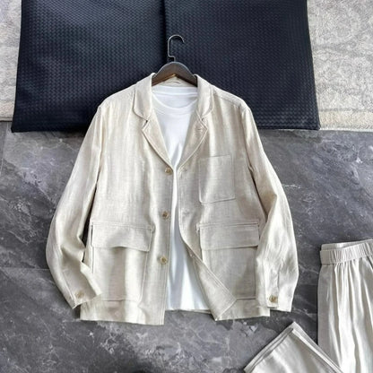 Low key old money style BC spring lyocell linen blend lapel jacket jacket