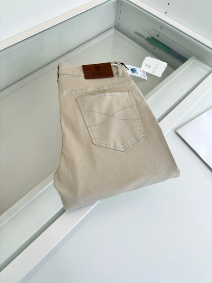 Italy BC men's spring and summer new mulberry silk cool breathable fashion casual small straight jeans
