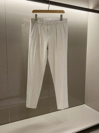 Fashion light luxury Italian LP men's clothing spring and summer new linen viscose fashion old money style business casual pants