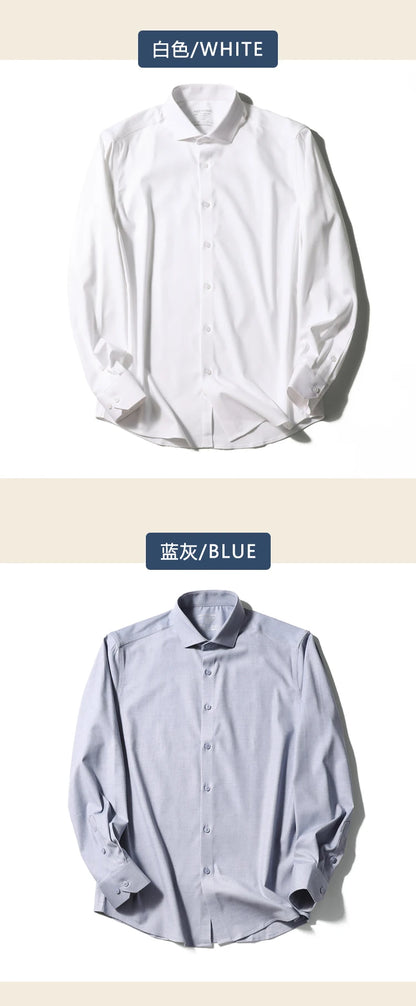 Premium old money style, spring and autumn new modal wool blended long-sleeved shirt business casual shirt