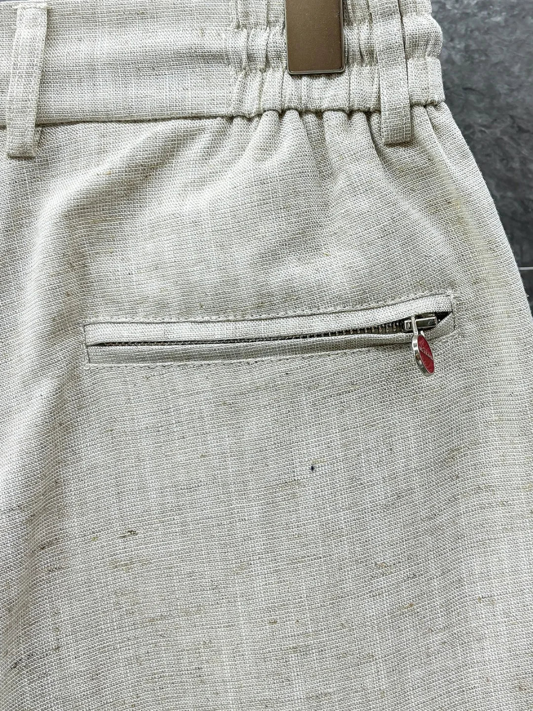Kiton summer simple and versatile elastic waistband tied rope straight tube linen casual pants