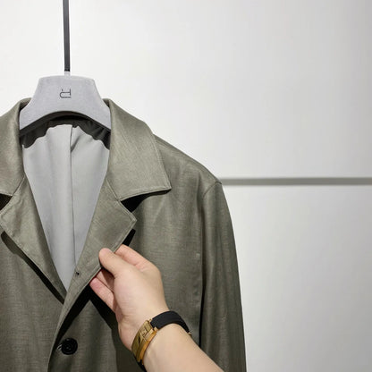 Classic old money style, high-end skin-friendly texture, breathable lapel linen tooling jacket
