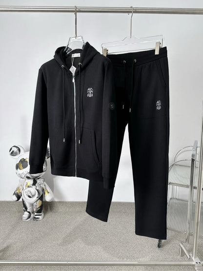 Italian BC old money style autumn and winter woven striped wrinkle resistant fabric simple sports and leisure set