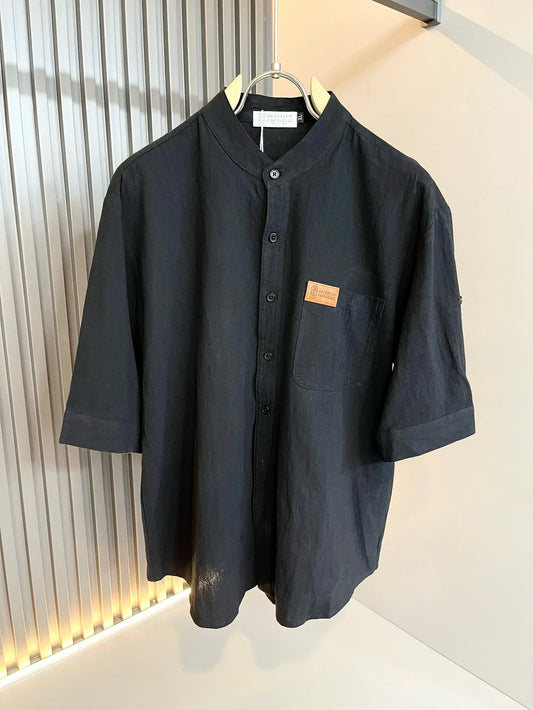 BC old money style men's clothing 24 autumn new solid color simple and versatile fashion business casual short-sleeved shirt