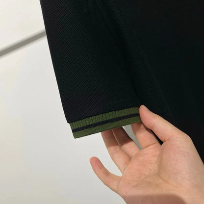 Contrast Color Design Business Casual 100% Cotton High Texture Lapel Short Sleeve T-Shirt Polo Shirt