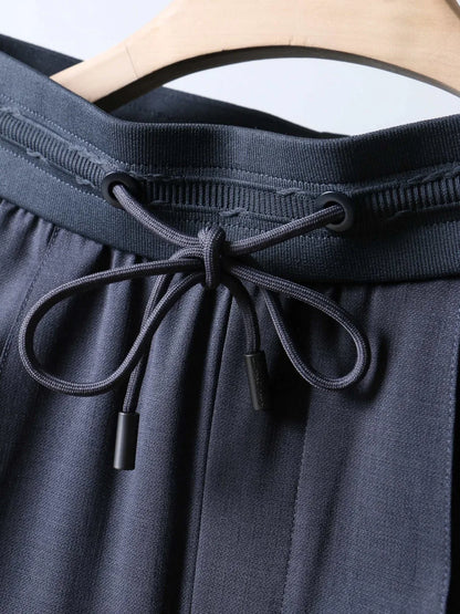 Italian LP European and American light luxury men's clothing, linen Tencel vertical elastic waist tether straight casual pants