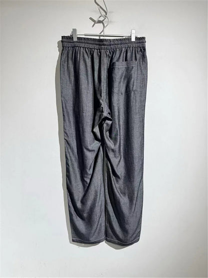 Drape and breathable 25 spring new elastic elastic waist loose Tencel linen straight casual pants