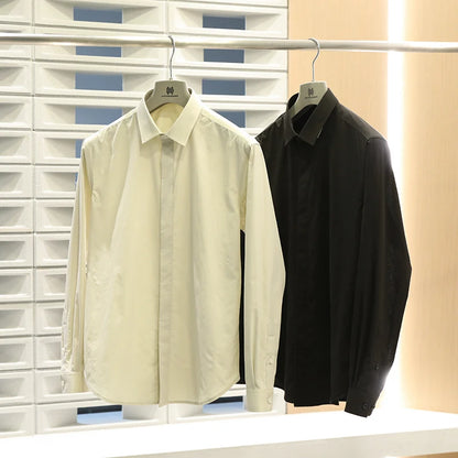 Tencel cotton blend autumn fashion business casual anti-wrinkle men's long-sleeved shirt