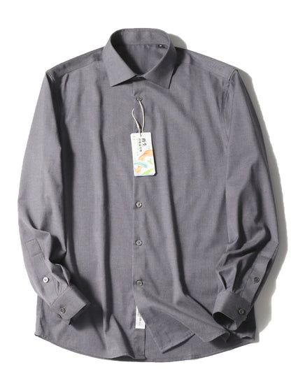 ZZ Italian Luxury, Spring and Autumn Business Casual Long Sleeve Shirt Men's Easy Care Bottom Shirt