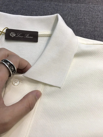 Italian LP old money style light luxury men's summer simple business casual lapel short sleeved polo shirt