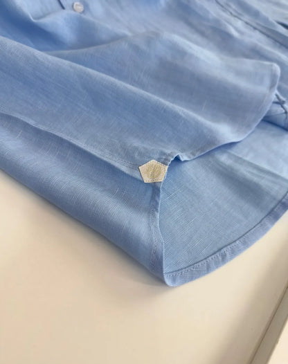 Italian LP Light Luxury Men's Spring and Summer Pure Linen Business Casual Elegant Long Sleeve Shirt Shirt