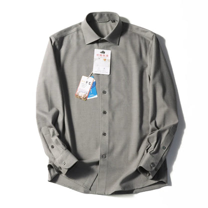 Tencel wool blend, autumn and winter fashion anti-wrinkle non-ironing long-sleeved shirt men's business casual shirt